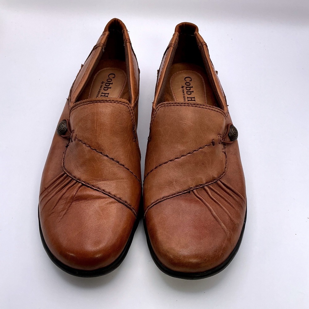 Cobb Hill by New Balance Tan Leather Pleated Button Loafers CAG01AL Womens 9M - Picture 3 of 8